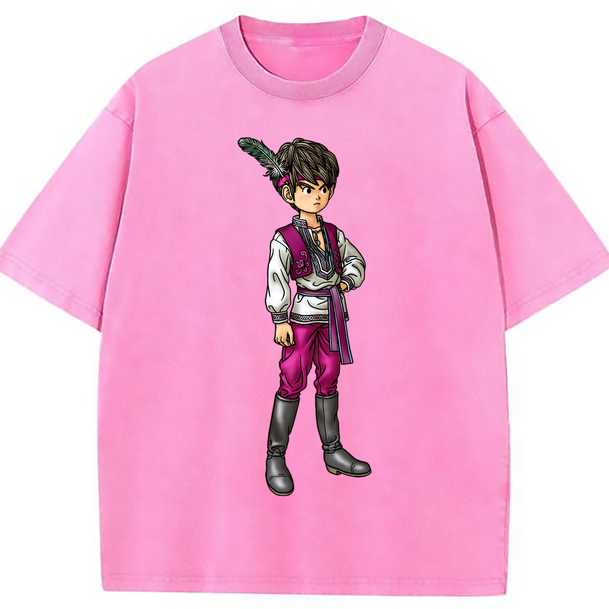 （画像用） ドラゴンクエスト Doragon Kuesuto Dragon Quest 綿100% ヴィンテージ風 半袖Tシャツ（フロントプリント）